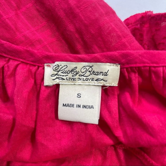 Lucky Brand Red Peasant Boho Top Size Small - Picture 2 of 7